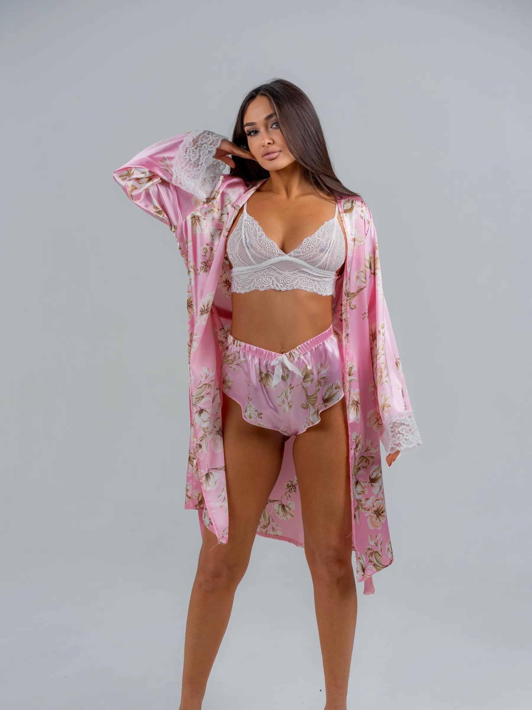 Conjunto BabyDoll e Robe Wild Lace Rosé