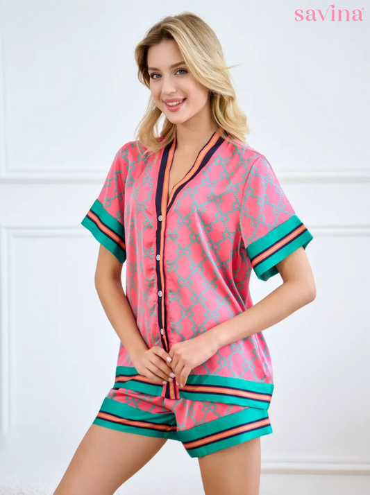Pijama Santorini Manga Curta