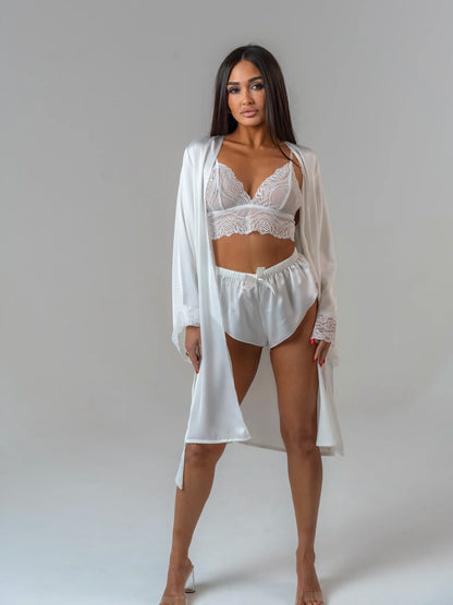 Conjunto BabyDoll e Robe Wild Lace Neve