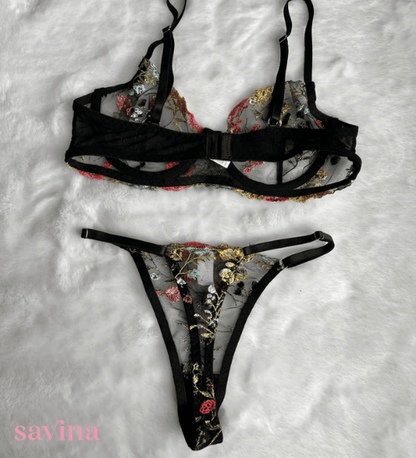 Conjunto Lingerie Lace Floral™ | O Segredo das Mulheres (Conjunto Completo) - savina