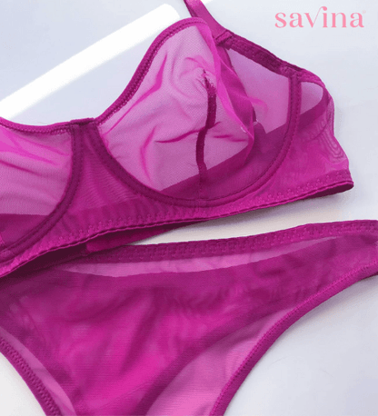 Conjunto de Lingerie Barette™ | ( O Segredo Feminino) Malha Transparente (FRETE GRÁTIS) - savina